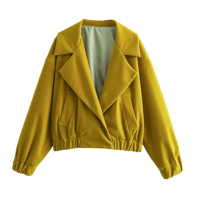 Women’s Cropped Lapel Jacket - Elegant Long Sleeve Short Coat